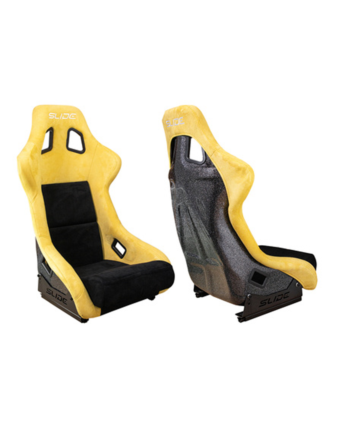 SLIDE - SPORTA KRĒSLS KS2 Premium Black & Yellow Suede Black Glitter