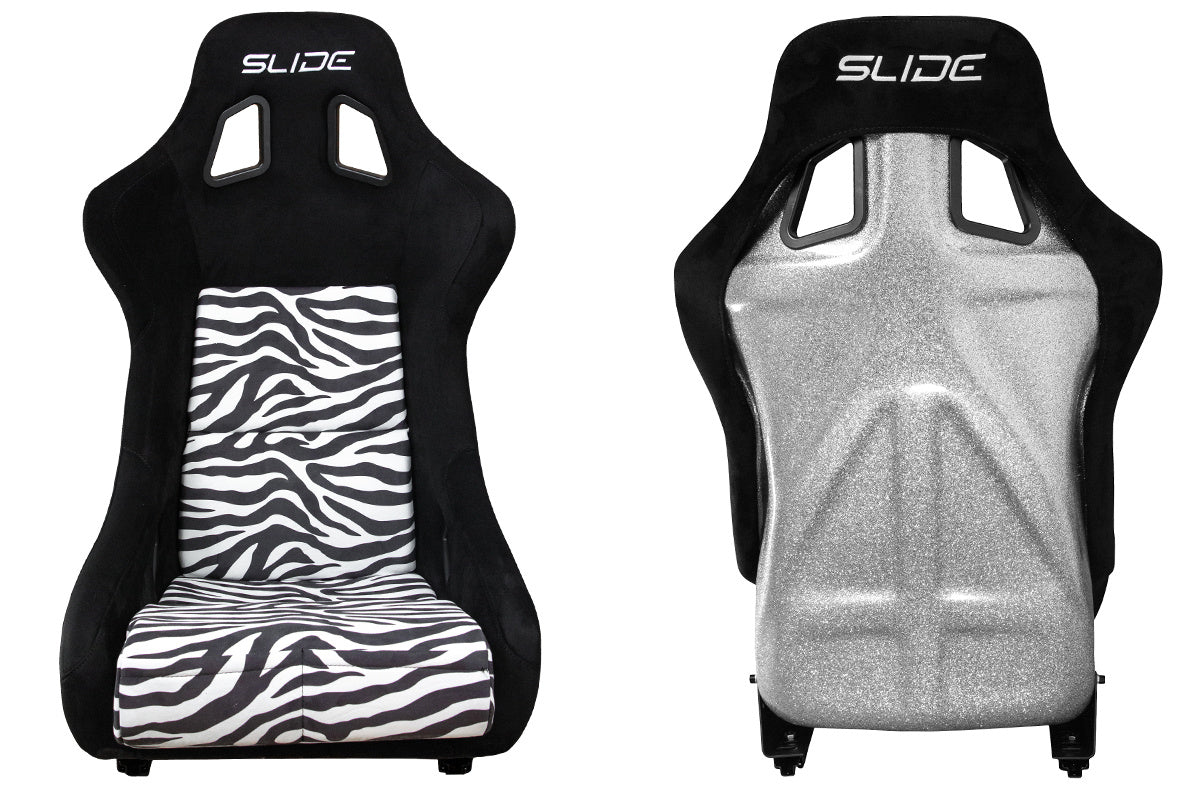 SLIDE - SPORTA KRĒSLS KS2 Premium Black & Zebra Suede Silver Glitter