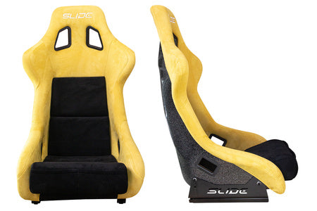 SLIDE - SPORTA KRĒSLS KS2 Premium Black & Yellow Suede Black Glitter